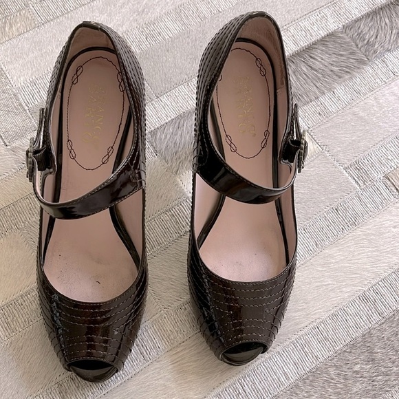 Franco Sarto Shoes - Franco Sarto Chocolate Patent Peep Toe Shoes